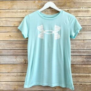 Under Armour Tee Women’s Size XS Blue White Short Sleeve Graphic